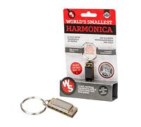 Funtime Gifts Mini Harmonica - World's Smallest Playable Harmonica in Key of C with Keychain, Metallic