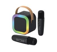 Funtime Gifts Mini Karaoke Machine with Bluetooth, LED Light Show and 2 Wireless Microphones