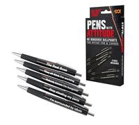 Funtime Gifts Pens with Attitude - 5 Hilarious Ballpoint Pens for Everyday Use!