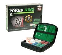 Funtime Gifts POKER KING TRAVEL POKER SET - Casino Game with 160 Chips, Playing Cards, Poker Mat & Carry Case - Ideal for Poker Nights & Gambling Games