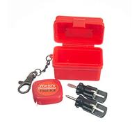 Funtime Gifts WORLD’S SMALLEST TOOL KIT - Miniature Tool Box with Keychain - Includes Tape Measure & 2 Mini Screwdrivers - Fun Mens Gifts, Novelty Keyring, Mini Things & Desk Accessories