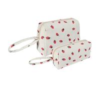 Funtlend Pack of 2 Corduroy Cosmetic Bags for Women, Strawberry