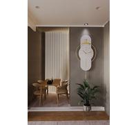 FUNTLY Milano Luxury Modern Wall Clock with Pendulum - Silent Quartz Movement, Gold & Grey Decorative Design, Large 82 cm Stylish Living Room Clock (White)