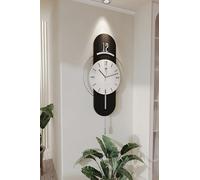FUNTLY Milano Luxury Modern Wall Clock with Pendulum - Silent Quartz Movement, Silver Decorative Design, Large 82 cm Stylish Living Room Clock