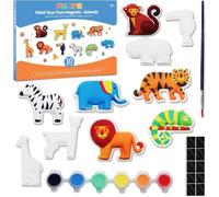 Funto Animal Painting Kit for Kids, Paint Your Own Figurines with Magnet, 27 PCS Crafts Set, Ceramics to Paint, STEAM Projects Creative Activity DIY