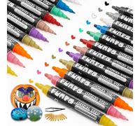 Funto - Dual Tip Acrylic Paint Markers, 12 Colors 3 Tips Set with Extra Fine, Round and Chisel Tip, Quick Drying Paint Pens for Rock Painting, Wood, Canvas, Ceramic, Fabric, Arts and Crafts, Non-Toxic