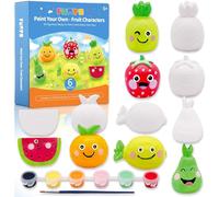 Funto Fruits Painting Kit, 13 PCS Arts and Crafts Set for Kids, STEAM Projects, Creative Activity DIY Toys, Gift for Boys & Girls Age 3+, with 6 Figurines, 6 Paint Pots, 1 Brush