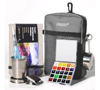 Funto Mini Watercolour Paint Set, All-In-One 24-Colour Premium Pocket Travel Paint Kit, with Crossbody Bag, Watercolour Journal, Water Brush, Paint Water Cup, and Magnetic Clip