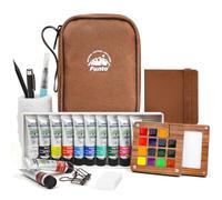 Funto Mini watercolour Travel Set, 12-Color Refillable Travel Art Kit, All-in-One Mini Paint Supplies with Bag, Art Craft for All, Portable Water Color Paint for Beginners, lovers and Artists