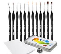 Funto Miniature Paint Brush Set, Wet Palette and Mini Ring Palette, 12 Detail Paint Brushes Set for Miniature Models Warhammer 40k, Artcraft Kits, Watercolour, Acrylic