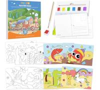 Funto Paint with Watercolour Books, Colors and Postcards for Creative Kids with Embedded Paint Half Pans, Colouring Books Postcards for Toddlers, Art Craft Gift for Kids