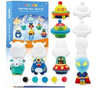 Funto Paint Your Own Space Kit Painting Kit, 13 PCS Crafts Set for Kids, STEAM Project Creative Activity DIY Toys with 6 Figurines, 6 Paint Pots, 1 Brush