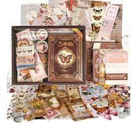 Funto Scrapbooking Kit(140 PCS), Vintage Collection-Whispers of Nature, Perfect for Bullet Scrapbooking Materials, Planner DIY Arts Craft Collage