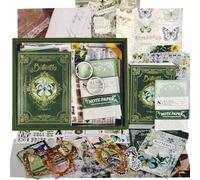 Funto Scrapbooking Kit(140 PCS), Vintage Collection-Whispers of The Forest, Perfect for Bullet Scrapbooking Materials, Planner DIY Arts Craft Collage