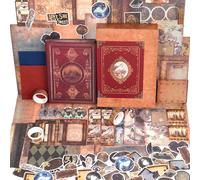 Funto Scrapbooking Kit (185 PCS), Medieval Chapter- Magic Books, Perfect for Bullet Scrapbooking Materials, Planner DIY Craft Collage