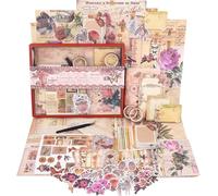 Funto Scrapbooking Kit (202 PCS), Vintage Collection-Rose Angel, Perfect for Bullet Scrapbooking Materials, Planner DIY Arts Craft Collage