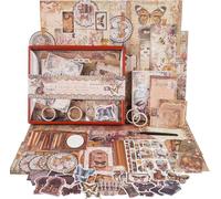 Funto Scrapbooking Kit (202 PCS), Vintage Collection-Wisteria & Butterfly, Perfect for Bullet Scrapbooking Materials, Planner DIY Arts Craft Collage