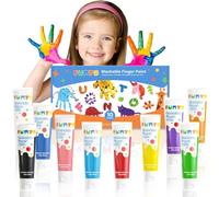 Funto Washable Finger Paints, 10 Colours, Non-Toxic Paint for Kids | Creamy paint flows from easy-squeeze tubes for little hands, helping children spread, mix and explore colour with less mess.