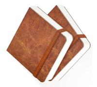 Funto Watercolor Journal 2-Pack, 3.9x3.9, 44 Pages Each,Cold-Pressed 100% Cotton, Pearlescent PU Leather Brown Hard Cover, Removable Elastic Band, Art Supplies for Watercolor & Mixed Media
