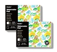 Funto Watercolor Pads, 100% Cotton, 20 Sheets, 7x5, 140lb/300gsm, Glue Bound, Double-Sided, Easy Tear Heavyweight Art Paper for Painting