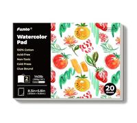 Funto Watercoulor Pads, 2 Packs, 100% Cotton, 20 Sheets Each, 8.3x5.8, 140lb/300gsm, Glue Bound, Easy Tear Heavyweight Art Paper for Painting