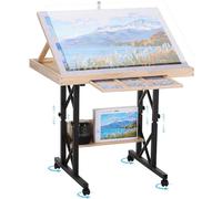 FUNTOK Portable Jigsaw Puzzle Table with 4 Wheels, 1500 Pieces Tilting Puzzle Board with Angle & Height Adjustment for Adults, 12 Sorting Drawers & Cover, Storage Rack, Birthday