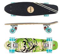 FunTomia® Mini-Board Skateboard 22,5 INCH (57cm) with a Canadian 7-ply maple deck / MACH1® ABEC-11 High Speed bearings/Wheels 59x45mm 82A - with or without LED Wheels (green skull - with LED wheels)