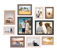 Funtopia 10 Pack Multi Photo Frames, Gallery Wall Frame Set for Multiple Sizes, Four 6x4, Four 7x5, Two 10x8 for Baby, Family, and Wedding Photos, Collage Picture Frames for Wall or Tabletop Display