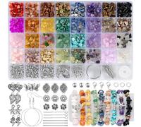 Funtopia 32 Colors Crystal Beads for Jewellery Making,1200 Pcs Bracelet Making Kit Adults Natural Stone Beads 5-8mm Irregular Crystals and Gemstones Chips for Bracelet Necklace Earring DIY Craft