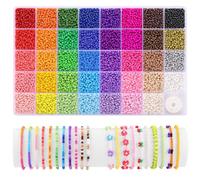 Funtopia 39 Colors 3mm Seed Beads,9600pcs Small Glass Beads Tiny Beads Friendship Bracelet Making kit for Girls Jewelry Making DIY Jewellery and Art Crafts for Birthdays, Parties, Holidays