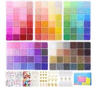 Funtopia Beads Set 120 Colours, 2 mm Beads for Threading, Beads for Bracelets with 680 A - Z Ä Ö Ü ß Letter Beads, 460 Pieces, 14 Different Beads Charms for Girls