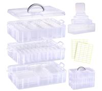 Funtopia Craft Organiser 59 Pack, 3-Tier Stackable Container Box with Lids and 56 Pcs Small Plastic Storage Box, Mini Clear Bead Storage for Jewelry, Toys, Arts, Crafts, Bead, Small Parts