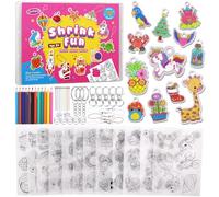 Funtopia Heat Shrink Plastic Sheets Kit,75 Pre-Cut Shrink Paper Craft Keychain Making Kit for Kids, 12 Themes DIY Shrink Art Plastic Sheets with Charms & Keychains Accessories for Girls and Boys