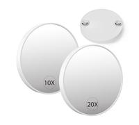 FUNTOUCH Travel Magnifying Mirror Set,10X/20X Small Magnifying Mirrors with Suction Cup,4.1 Inches Compact Magnified Mirror for Detail Makeup(White),2PCS