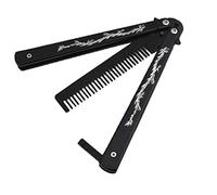 Funtuan Dragon Totem Stainless Steel Practice Butterfly Knife Trainer and Comb Knife Trainer (Black)
