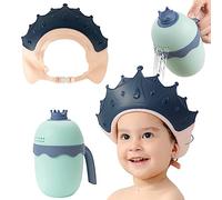 FUNUPUP Baby Shower Cap for Kids, Adjustable Toddler Hair Washing Shield with Shampoo Rinse Cup Bathing Cap Baby Shower Visor Shampoo Cap(Crown Blue)