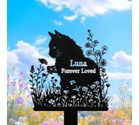 funuricc Custom Pet Memorial Plaque Metal Cat Grave Marker Cat Memorial for Garden Cat Memorial Gifts Pet Bereavement Gifts Cat Garden Ornaments Outdoor Cat Tribute Plaque