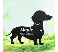 funuricc Personalised Dachshund Memorial Plaque, Dachshund Garden Statue, Metal Pet Grave Marker, Pet Memorial Gift, Engraved Dog Name Sign, Remembrance Sign, Outdoor Dog Tombstone Headstone