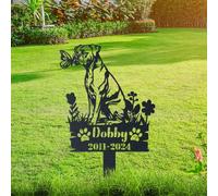 funuricc Personalised Dog Memorial Gift, Boxer Dog Memorial Plaque, Pet Grave Marker, Metal Dog Name Sign, Pet Bereavement Gifts, Remembrance Plaque, Outdoor Garden Decor, Boxer Garden Statue