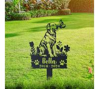 funuricc Personalised Dog Memorial Gift, Golden Retriever Memorial Plaque, Pet Grave Marker, Metal Dog Name Sign, Pet Bereavement Gifts, Remembrance Plaque, Outdoor Garden Decor, Goldie Garden Statue