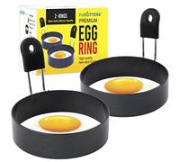 FUNUTTERS Egg Rings, 3.5'', Nonstick, Professional and Large, Stainless Steel Omelet/Egg Rings For Frying Eggs and Egg Mcmuffins, Egg Mold For Breakfast, Mini Pancakes, and Fried Eggs