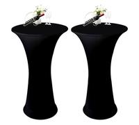 Funvalley Surperfect 2 PCS Spandex Cocktail Table Cover,Tablecloth Fitted Stretch High Top Round Table Cover for Bar Wedding Cocktail Birthday Party Banquet Table
