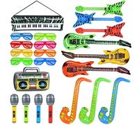 Funvalley Surperfect 23 PCS Inflatable Musical Instrument,Inflatable Guitar Microphone Rock Star Balloon Set Party Decorations Photo Booth Props Random Color