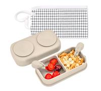Funvalley Surperfect 5PCS Travel Baby Suction Plate - Non Slip Silicone Baby Plate,Portable Suction Baby Divided Plates Feeding Set with Travel Bag