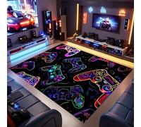 Funvalley Surperfect Gaming Area Rug for Gaming Room, 47x63Inch, Multicolor, Modern, Controller Gamepad Pattern