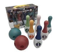 Funvalley Surperfect Kids Bowling Set, Mini Bowling Game with 6 Pins and 2 Balls, Educational Toy for Kids Aged 3 and Up, Indoor and Outdoor Play