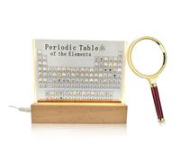 Funvalley Surperfect Periodic Table Ornament With Light And Magnifying Glass Chemical Teaching Tool Science Gifts for Teacher Friend Students Crafts Decoration