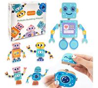 Funvalley Surperfect Wooden Robot Building Blocks for Kids Ages 3-6, Montessori Toys, Fine Motor Skills Learning, Construction & Take Apart Playset, Educational Gift for Toddlers