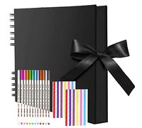 FUNVCE Scrapbook Photo Album 80 Black Pages Memory Books 11.8 x 8.2 inch A4 Craft Paper DIY Scrapbooking Photo Albums with 12 Metalic Marker Pens for Anniversary Birthday Friends Childrens Gift