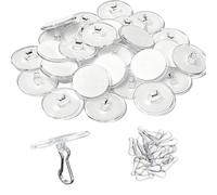 Funver 100 PCS Adhesive Ceiling Hooks, 2cm Clear Sticky Hooks with Metal Hangers, No Drill Removable Hanging Hooks for Party Decorations, Wind Chimes, Lights and Home Decoration Items